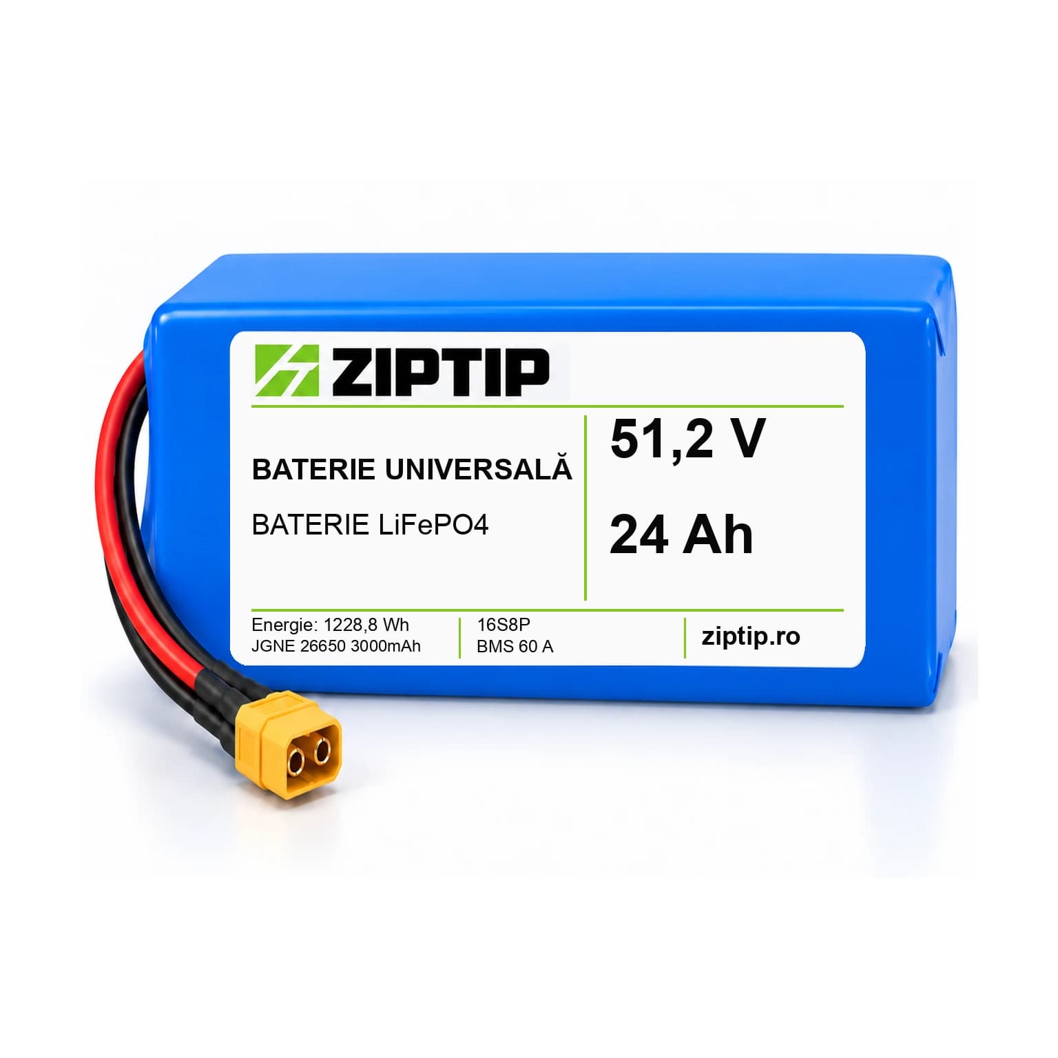 Baterie universală LiFePO4 48V, 24–53,6 Ah | ZipTip